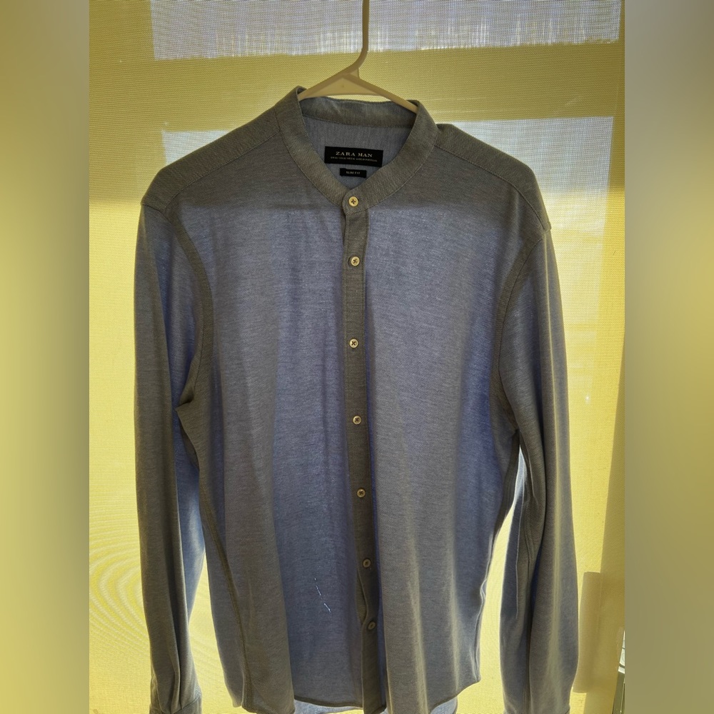 Zara men’s mandarin collar button up shirt